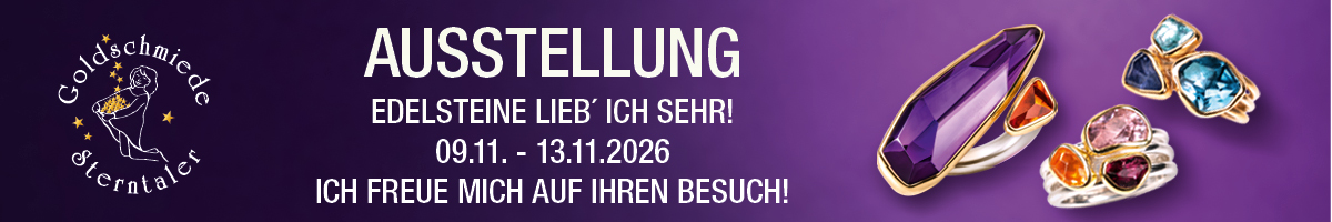 Banner Ausstellung Edelsteine lieb ich sehr