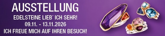 Banner Ausstellung Edelsteine lieb ich sehr