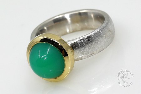 Ring in Silber und Gold mit Chrysopras
