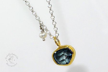 Halsschmuck aus 925 Silber, 750 Gold mit Topas