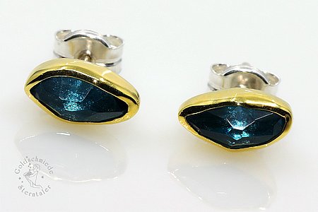 Ohrstecker in 925 Silber, 750 Gold mit Topas