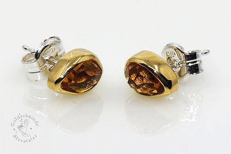 Ohrstecker in 925 Silber, 750 Gold mit Citrinen