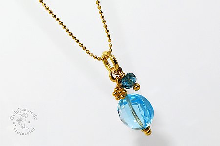 Halsschmuck, 925 Silber (vergoldet) mit Aquamarin, Topas