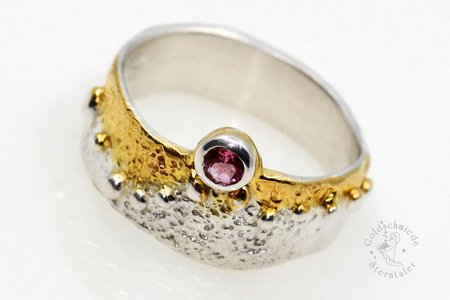  Ring, 925 Silber (teilvergoldet) Turmalin