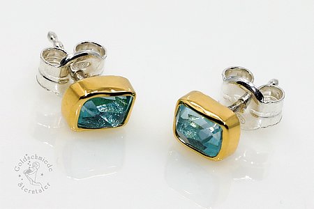 Ohrstecker in 925 Silber, 750 Gold mit Aquamarinen