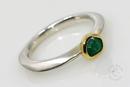 Ring, 925 Silber, 750 Gold mit Smaragd