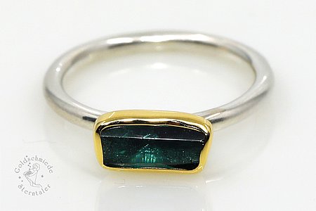 Ring in 925 Silber, 750 Gold mit Turmalin