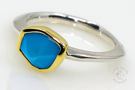 Ring in 925 Silber, 750 Gold mit Türkis