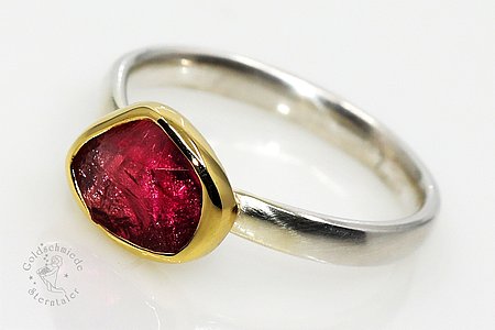 Ring, 925 Silber, 750 Gold mit Turmalin