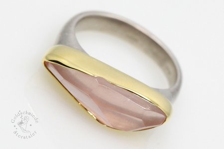 Ring, 925 Silber, 750 Gold Morganit